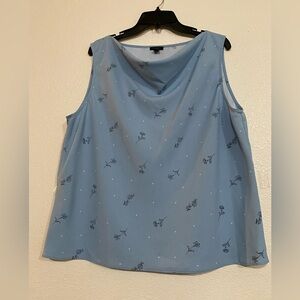 Ann Taylor Light Blue Floral Blouse